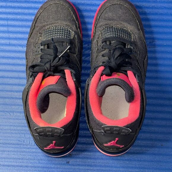 Size 8.5Y- GS Nike Air Jordan 4 Retro 487724-408 Denim Obsidian Pink W- 10 - Picture 5 of 8